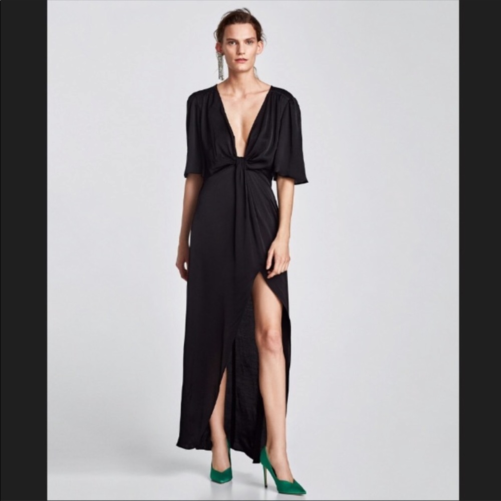 NWT!! 🖤 Black Zara Front Slit Dress